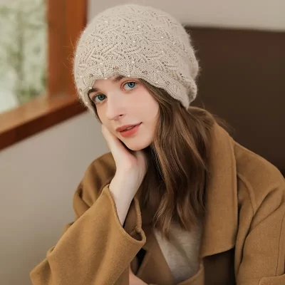 Autumn And Winter Beanie Hat Faux Pearl Decor Knitted Hat Warm Windproof Beanie Hat Valentine's Gifts For Her